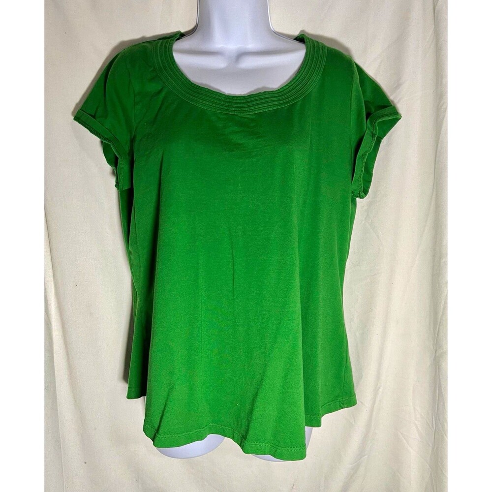 Coldwater Creek Women’s Green Supima Cotton Knit Scoop Neck Cap Sleeve Tee XL